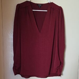 Express Deep Red V-Neck Blouse 3 Items For $13 Sale
